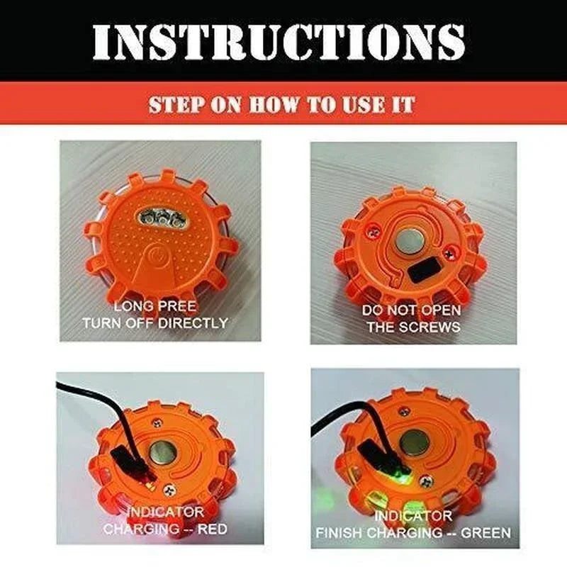 3 Pack Road Flares Emergency Lights Roadside Warning Car Safety Magnetic Beacon Flashing Kit with Hook Carrying Bag Car Charge