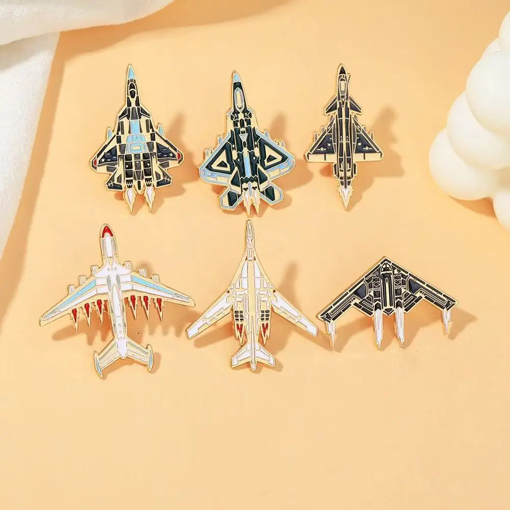 6pcs aircraft enamel brooch badge metal badge jewelry gift for friends and children