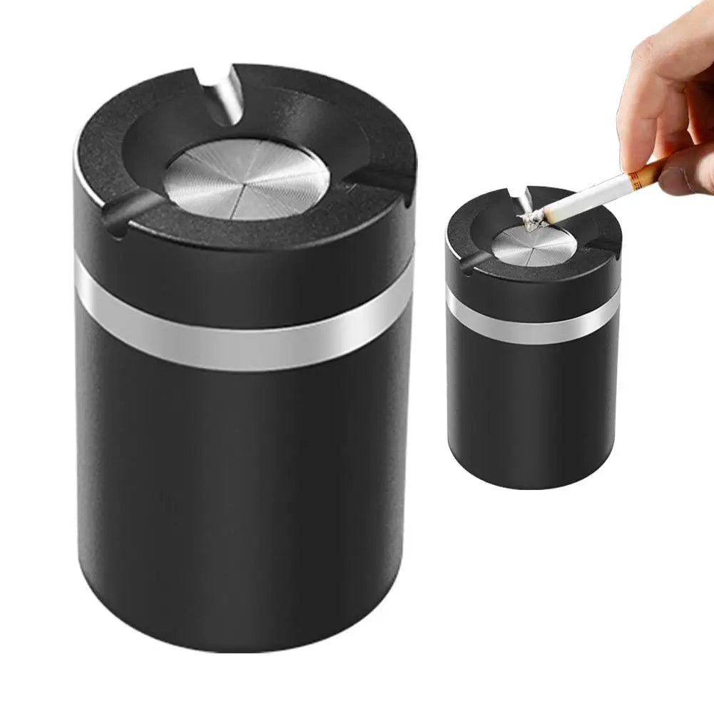 360° Stainless Steel Twist-Lock Ashtray, Windproof Odor-Proof & With Cigarette Holder for Car & Home, Smokeless Cigar Ashtray