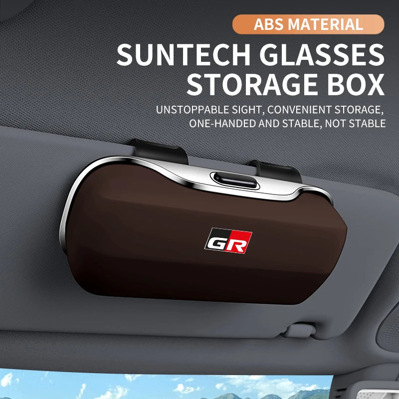 Car Eyewear Case Box Sunglasses Holder Sun Visor Storage Protective Frame Box Glasses Clip For Toyota GR Sport Rav4 Yaris Camry