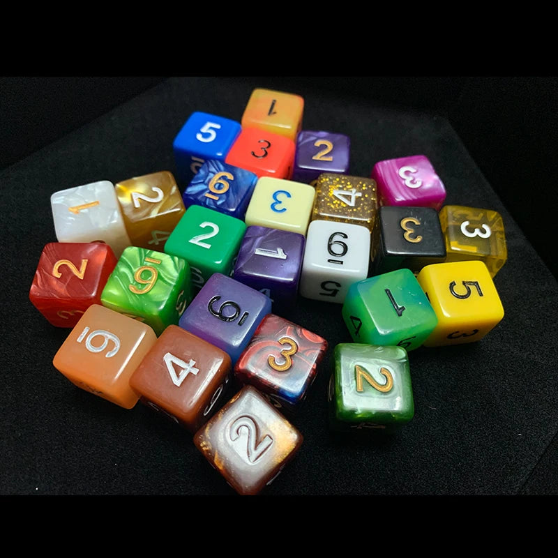 6 Sided Multi-Side Dice Set (100/75/25/7Pcs) Random Color DND Polyhedral Square Corner 16mm RPG Role Playing Table Board Games