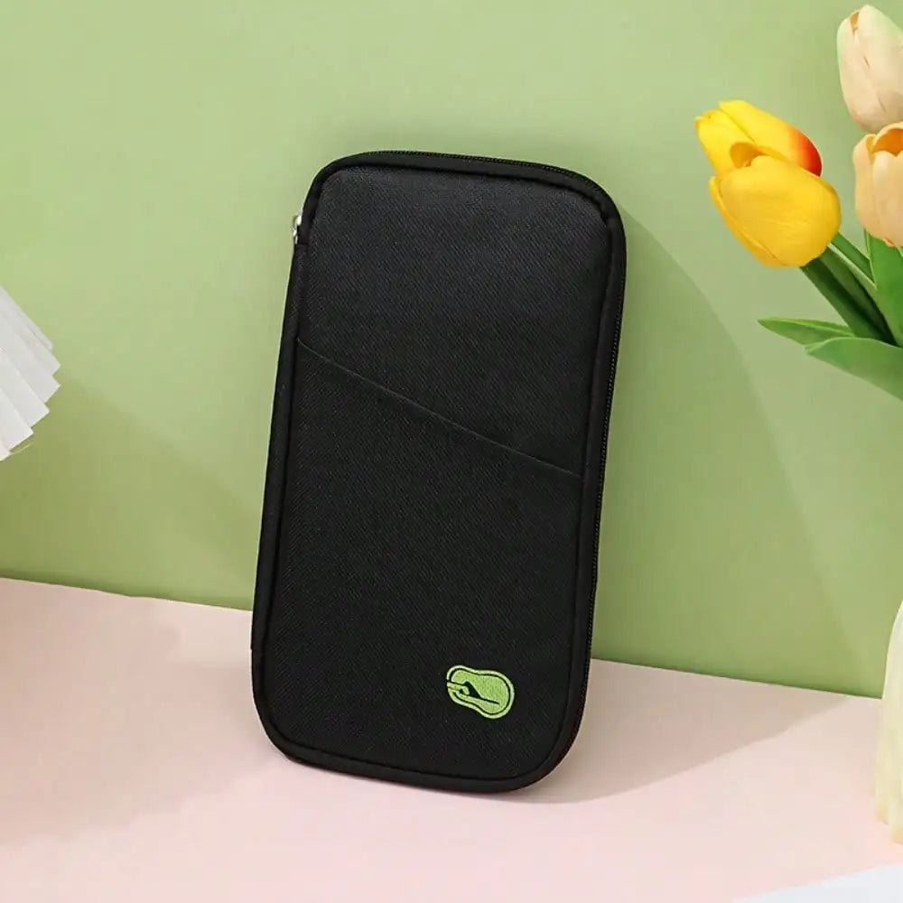 Travel Passport Holder with Zipper - with Compartments for Cash, ID Documents and Credit Cards & Phone Slot