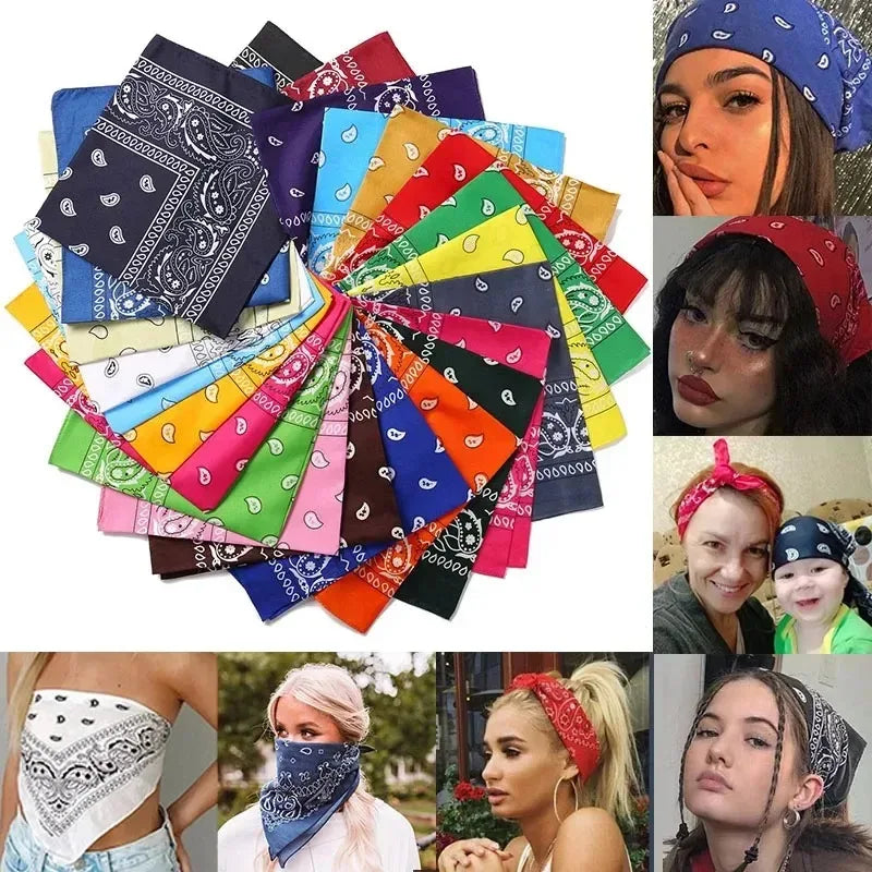 1/2/4PCS New Fashion Hip Hop 100% Cotton Bandana Square Scarf 55cm*55cm Black Red Paisley Headband Printed For Women/Men