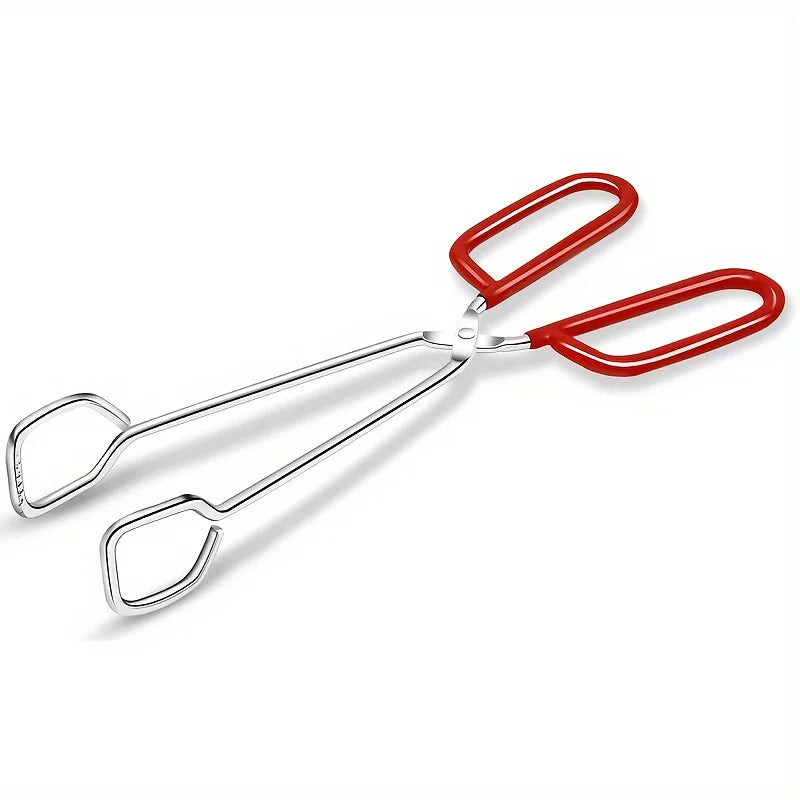 Kitchen Tongs, Heavy Duty Cooking Tongs, Easy Grip Scissors Tongs, Comfortable Red Handle, Can Be Used for Cooking BBQ