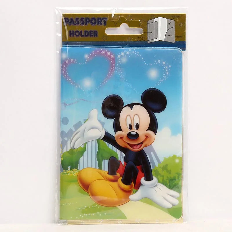 3 Colors Disney Mikey Minnie Passport Holder PVC Leather Travel Passport Cover Case Card ID Holders 14cm*9.6cm