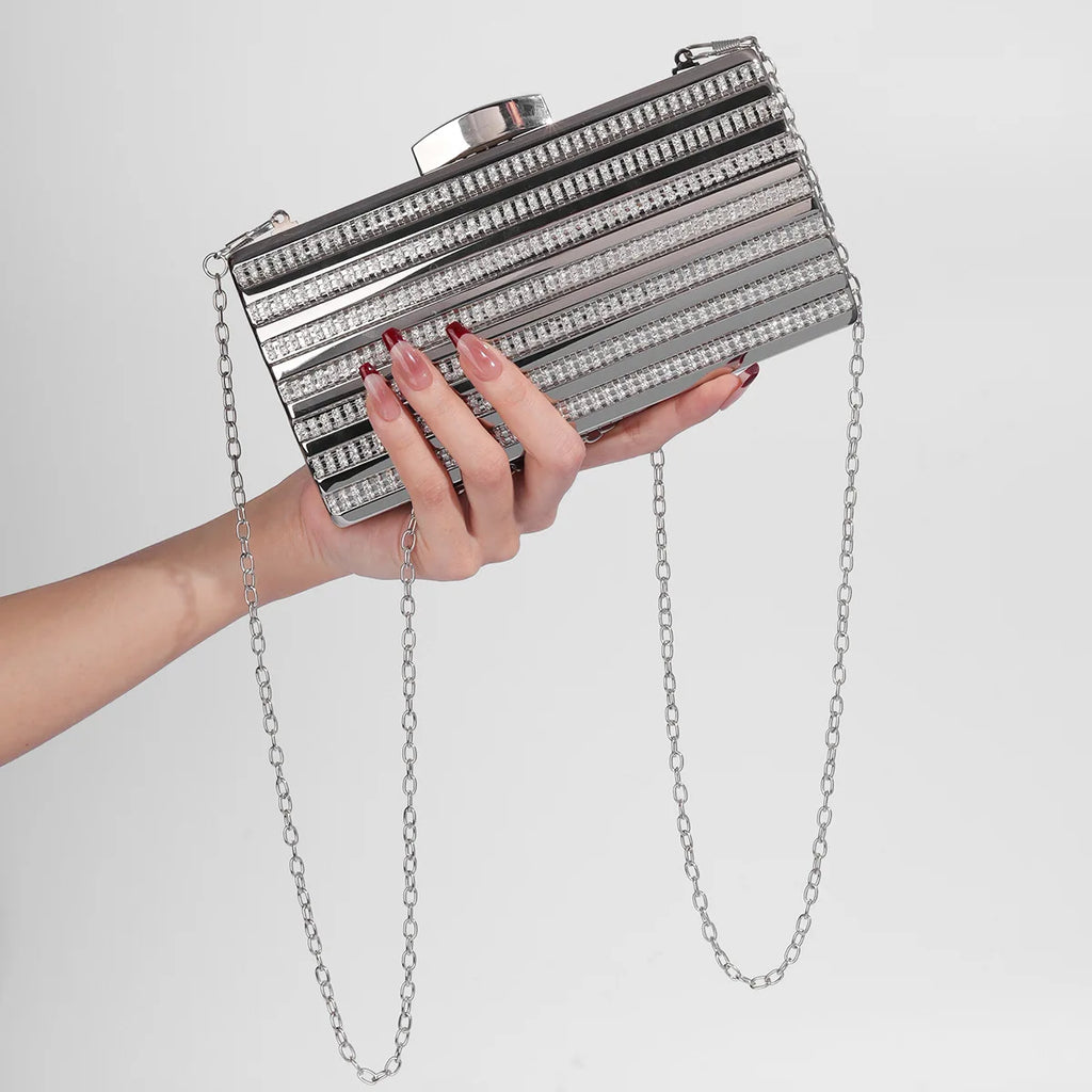 New rhinestone shiny clutch bag single shoulder diagonal span chain dinner dress bridal bag celebrity versatile women's bag