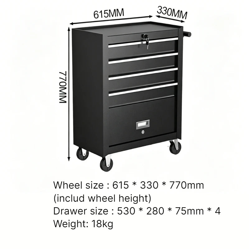 Portable Tool Cabinet Multi Layer Drawer Storage Cart Mobile Silent Wheel Organize Cabinet Auto Repair Workshop Tool Handcart