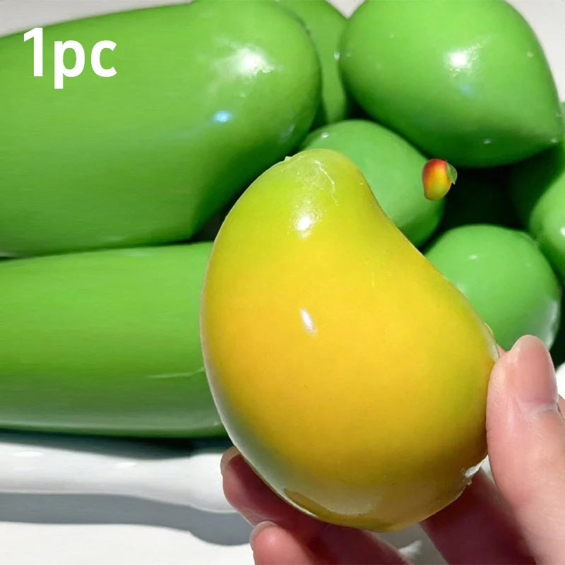 Handmade Crispy Mango Stress Ball Squeeze Temperature Color-Changing Mango Squishy Slow-Rise Fidget Ball ASMR Sensory