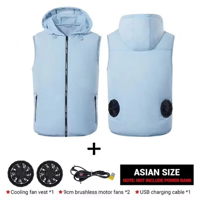 Fan Vest Electric Cool Vest Cooling Fan Vest Air-conditioned Clothes Hiking Cooling High Temperature Work Fishing Vest