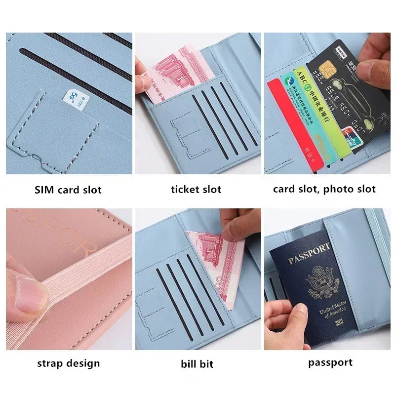 Multi-Function Passport Cover Fashion Pu Leather Case Holder Large Capacity Travel Necessary Information Storage Accessorie Item