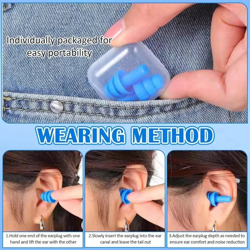 New Ear Plugs Sleeping Noise Cancelling Reusable Silicone Sound Block Earplugs Summer Waterproof Swimming Ear Plug With Box