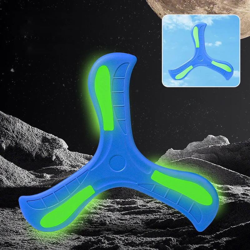 Soft EVA Luminous Boomerang Toy Three-leaf Returning Flying Disc Safe Outdoor Sports Game for Kids Adults Parent-Child Play