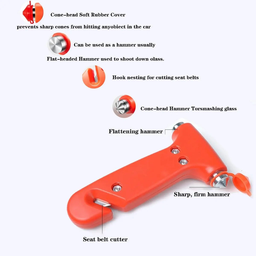 2-in-1 Portable Car Safety Hammer Car Emergency Escape Tool with Window Breaker & Seat Belt Cutter