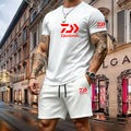 2026 Summer New Men's Fashion Outdoor Sports Set Printed Short Sleeve T-shirt+Shorts Loose Home Leisure Two Piece Set
