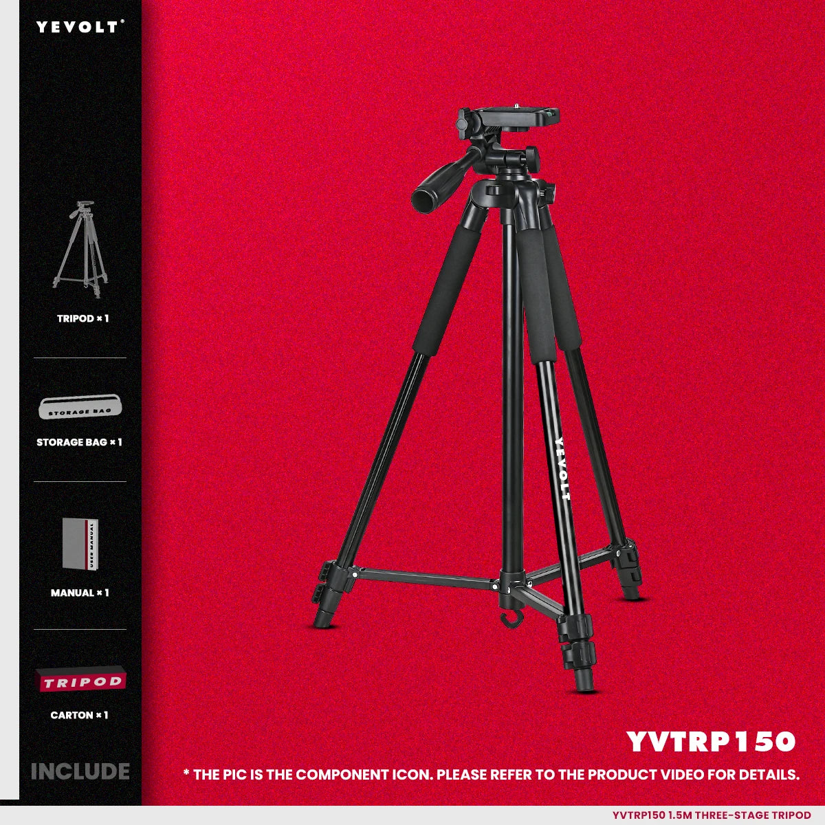 YEVOLT YVTRP150 Laser Level Tripod 1.5M Aluminum Alloy Adjustable Height Tripod Adapter Tripod Stand For Self-Leveling Tool