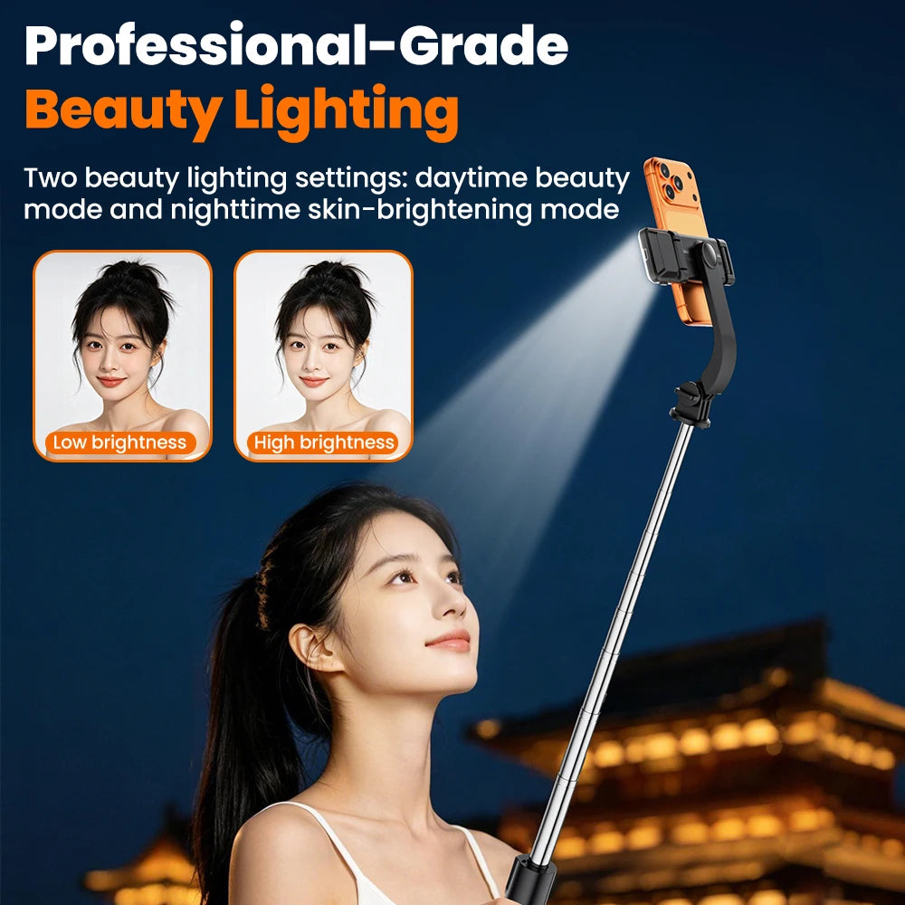 Multifunctional Selfie Stick With Light Portable Tripod Stand 360° Rotation Remote Extendable Tripod For Phones Live Streaming