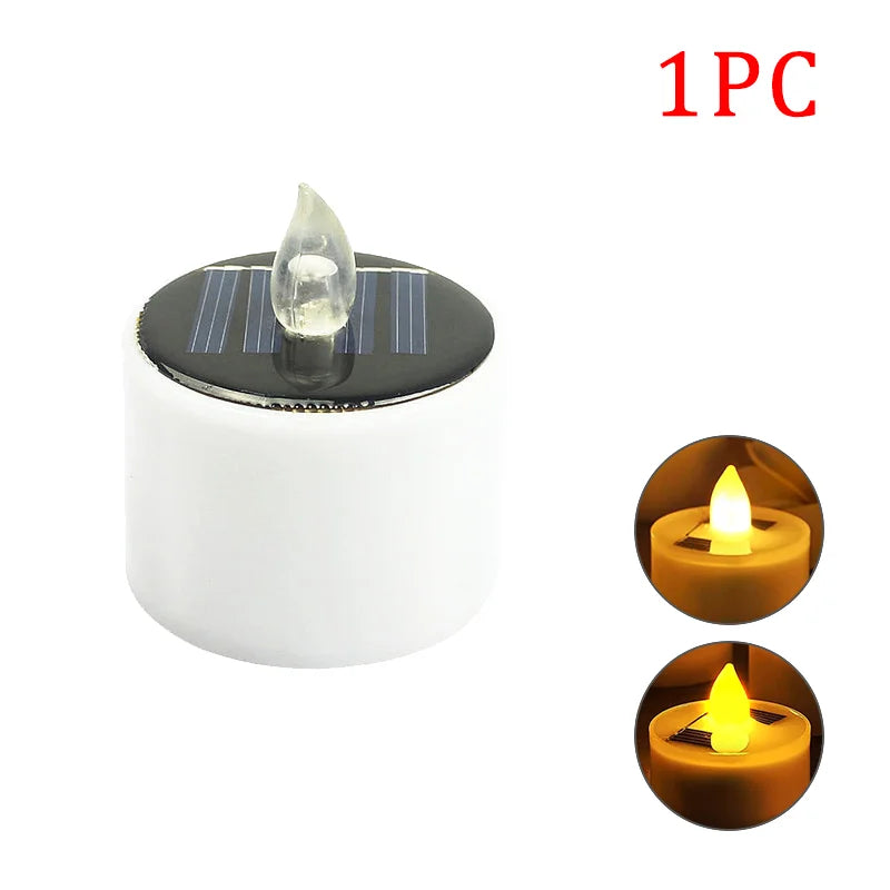 1-10PC Solar Tea Light Led Candles Flameless Outdoor Waterproof Solar Tea Light Rechargeable Candles for Party Garden Home Decor