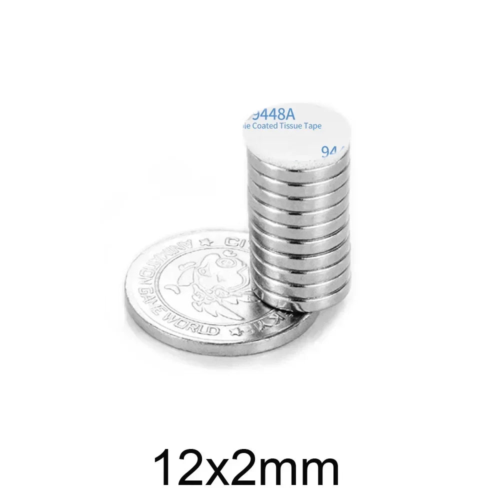 20x1mm Strong Neodymium Magnets with Self-adhesive Double-sided Tape 12*5 for Home Refrigerator, Office, DIY 12x2 15x3 20x2 20x5