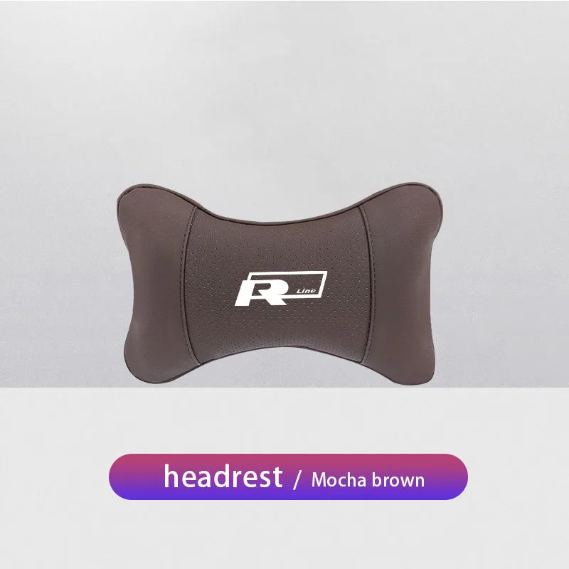 Keychain Leather Car Seat Headrest Memory Foam Comfort Neck Pillow Auto Interiors For Volkswagen VW T5 ID3 Tiguan GTI RLine Golf