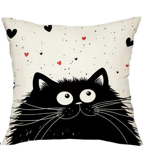 black and white cat Double-sided Printed pillow cover Short plush Suitable living rooms bedrooms sofas throw cushion cover