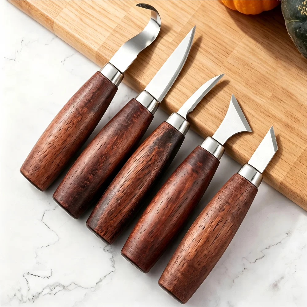 Hand Carving Knife Professional Whittling Tools Kit for Beginners Detail Woodworking Chisel DIY Pumpkin Carving Christmas Gift