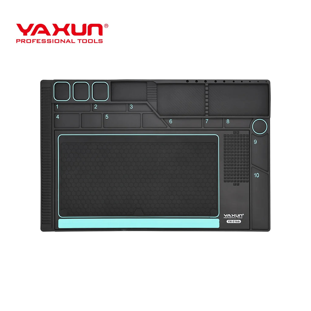 YAXUN YX-S166 Heat Resistant Solder Mat Insulation Phone Repair Mat Screw Silicone Table Mat Set for Work Desk Maintenance Tools