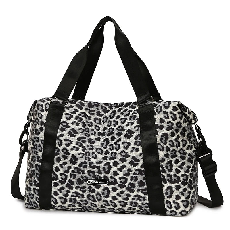 Leopard Printing Travel Duffels Bag Large Capacity Sports Gym Tote Bag Weekend Luggage Storage Bag for Students
