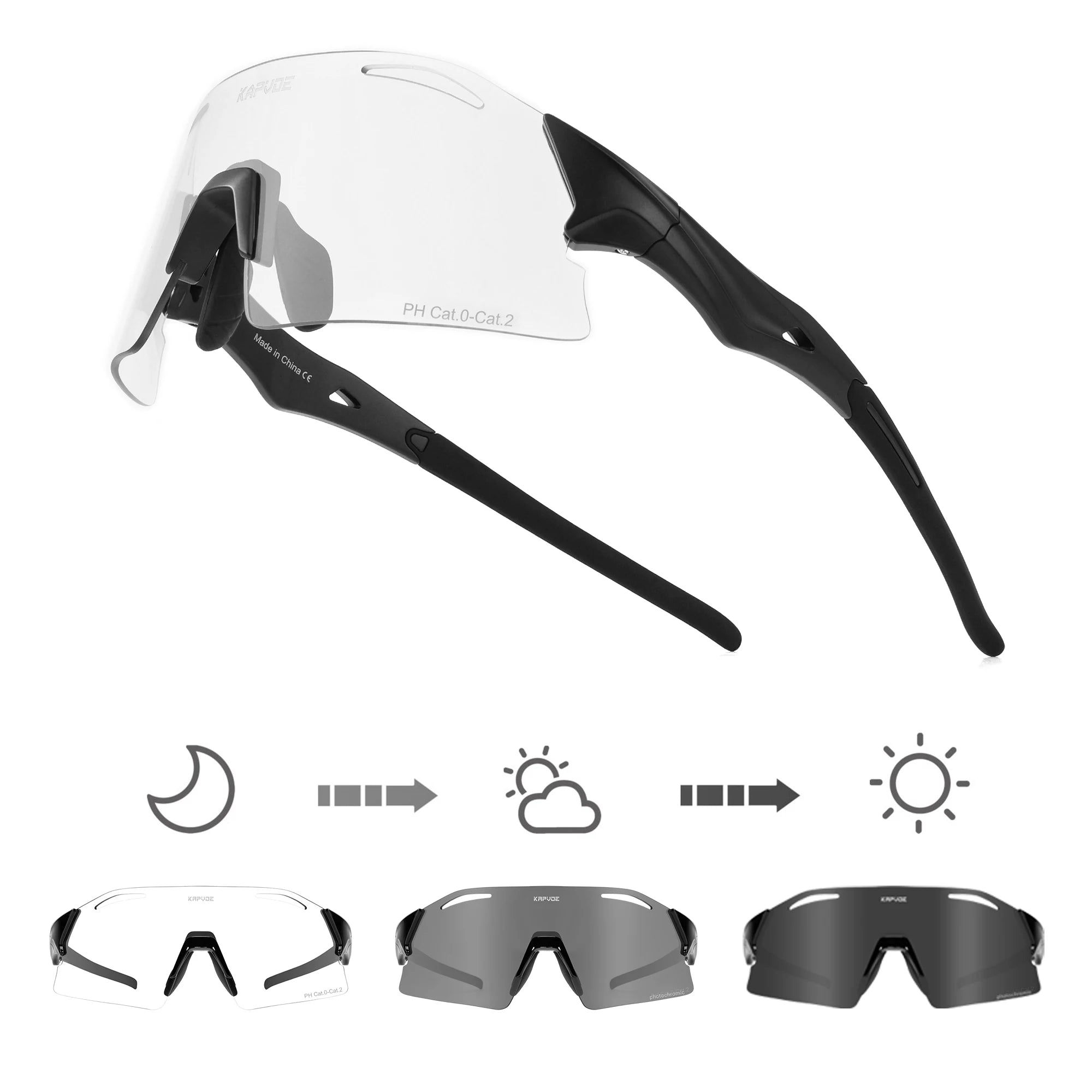 Kapvoe UV400 Fashion Sunglasses Men MTB Bike Cycling Glasses Eyewear Women Bike Outdoor Sports Night-riding glasses for racing