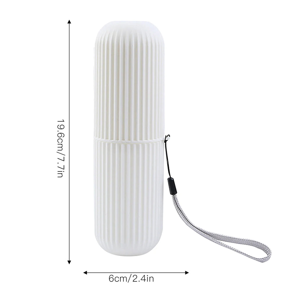 Travel Toothbrush Case Carrier Portable PP Slip Resistant Travel Toothbrush Cup with Cover White