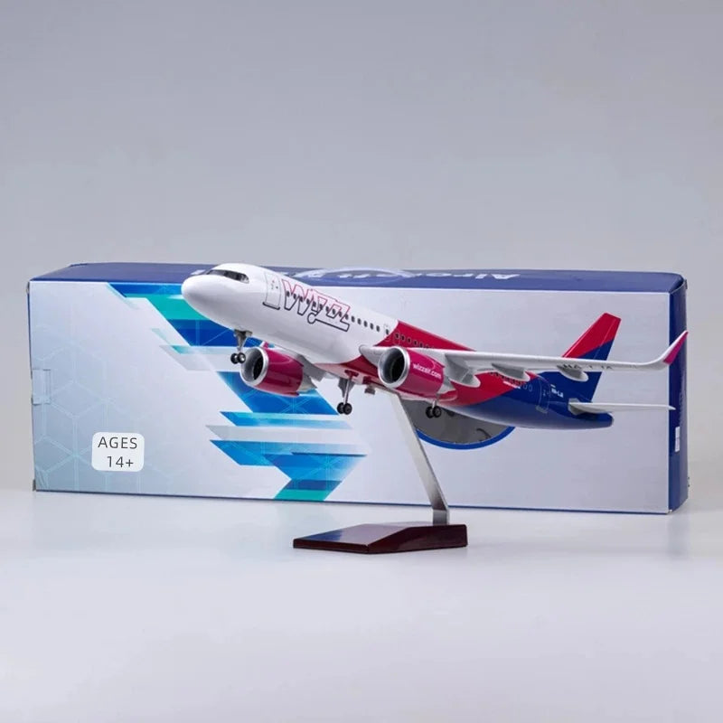 1/80 Scale 47cm Wizz Air Airlines A320 Neo With Lighting And Wheels Die-cast Resin Aircraft Model Collectible Display Item