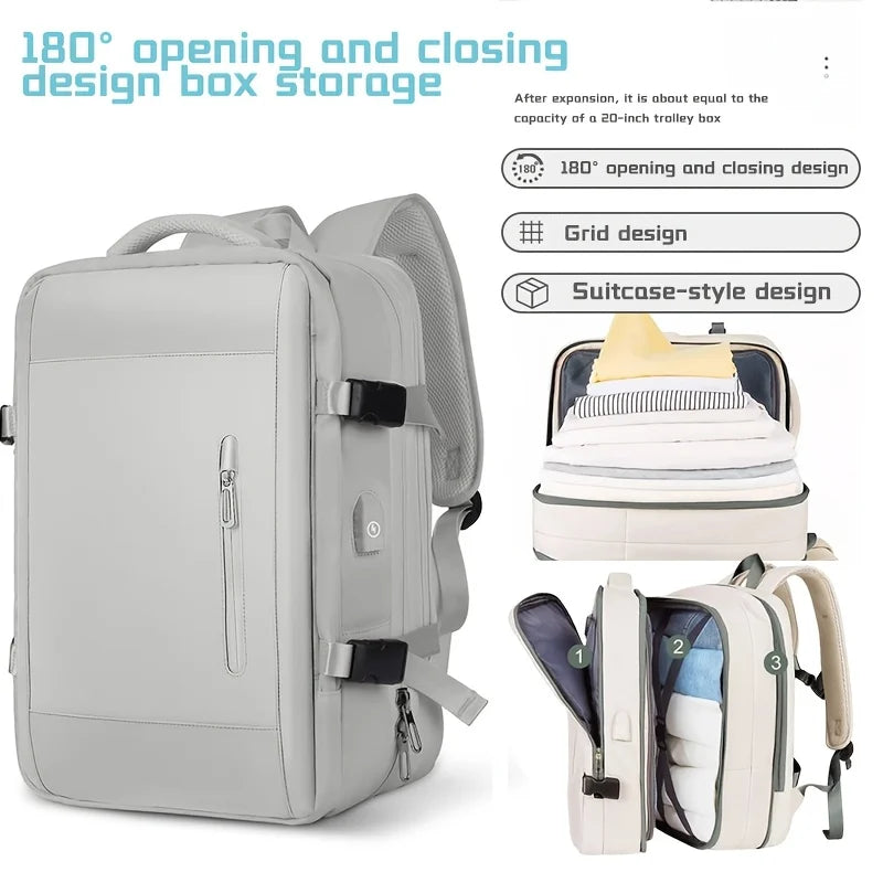 180 °   Box Opening Travel Backpack |   20-inch Luggage Level Capacity Business Laptop Bag