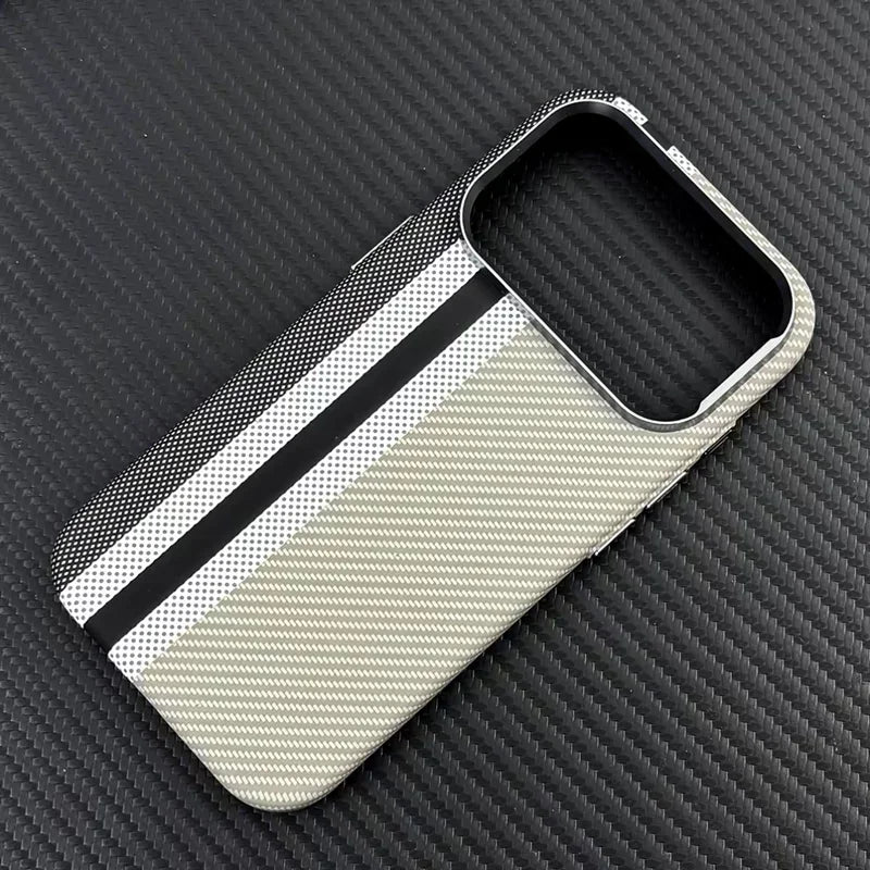 For Magsafe Carbon Fiber Texture Armor Case For iPhone 17 17Pro Max 16 Pro Ultrathin Alloy Lens Wireless Charge Hard Cover Coque