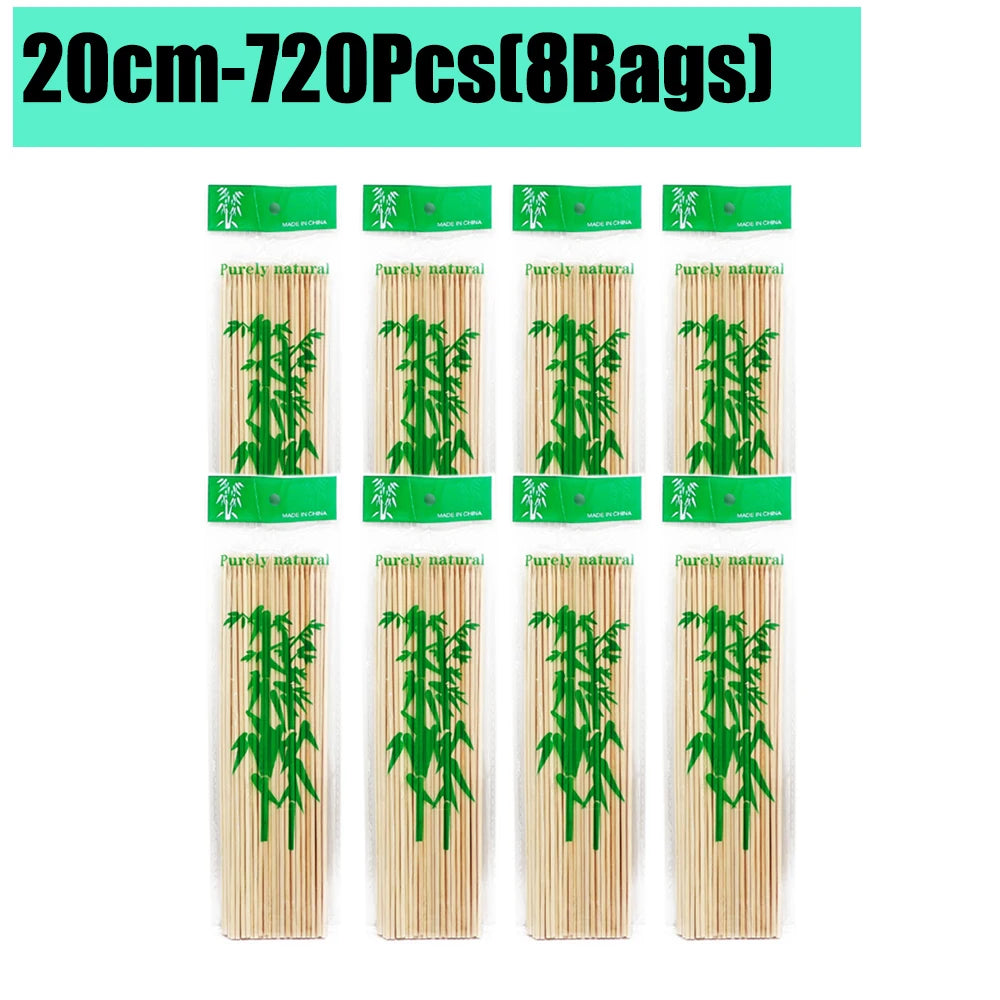 90-1350Pcs Disposable BBQ Bamboo Sticks 15/20/25/30cm for Grilling, Fruit, Kabob,BBQ, Barbecue, Kitchen, Camping, Outdoor