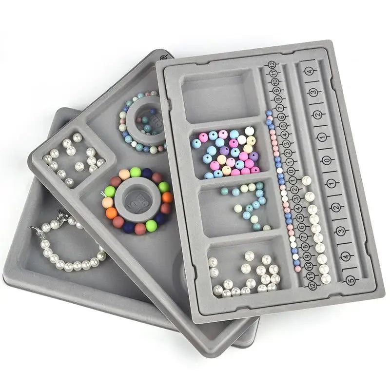 Flocked Bead Board Bracelet Necklace Beading Organizer DIY Jewelry Making Tools Accessories WorkBenches Size Measuring Tool Tray