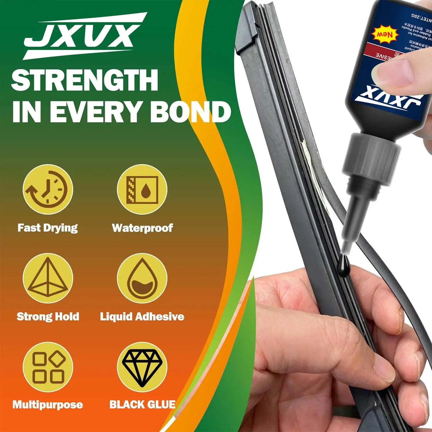 JXVX 1-3pcs 480 Black Super Glue Instant Quick-drying Black Cyanoacrylate Adhesive Leather Rubber Tyre, plastic Strong Bond Liquid Glue Tool,with distribution.