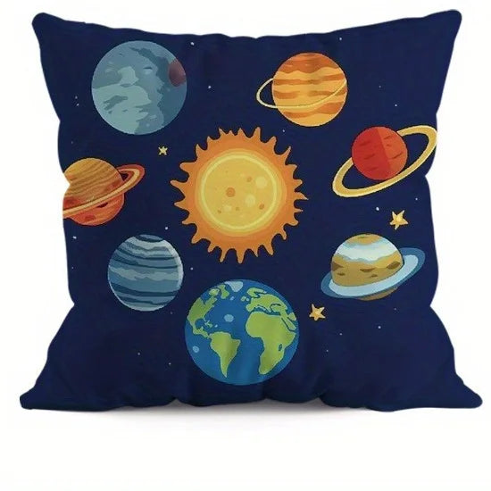 Astronaut & Rocket & Planets Double-sided Printed pillow cover Short plush Suitable living rooms bedrooms throw cushion cover