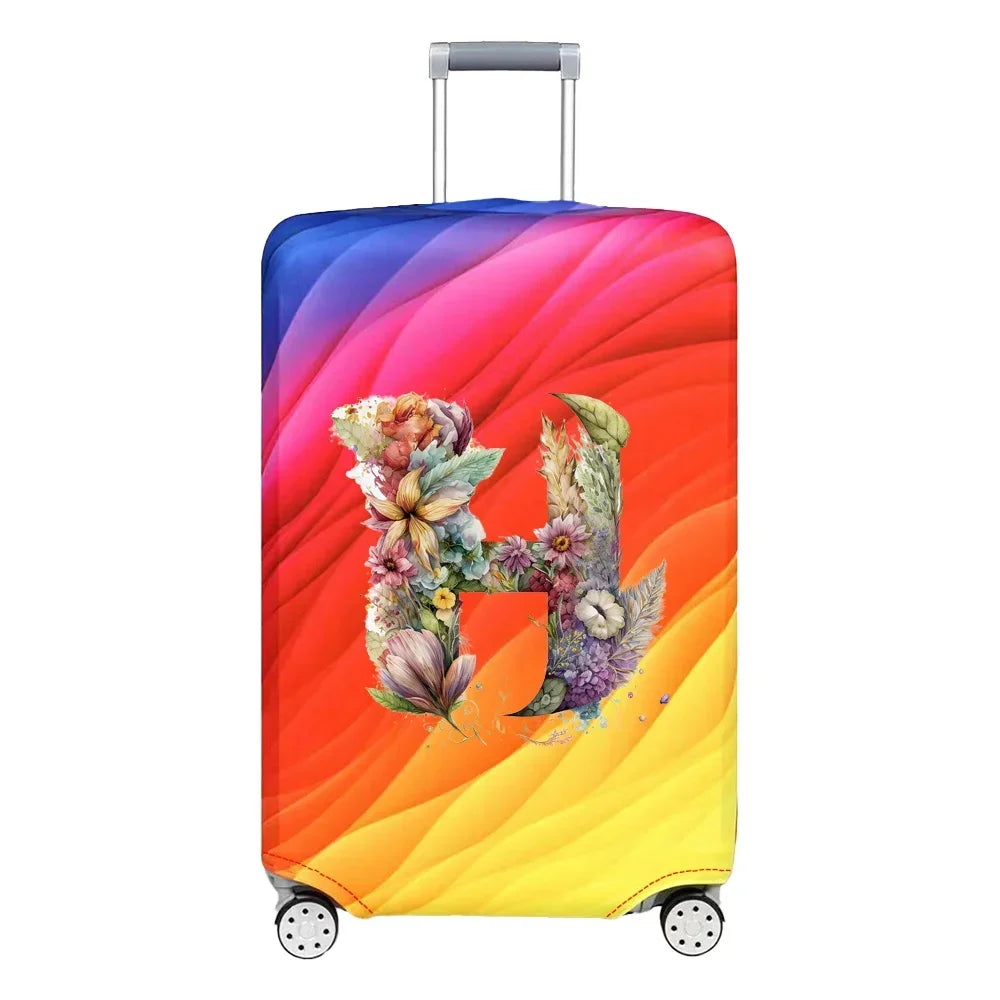 Luggage Cover Stretch Fabric Suitcase Protector Baggage Case for18-32 Inch Suitcase Case Floral Letter Series Travel Organizer