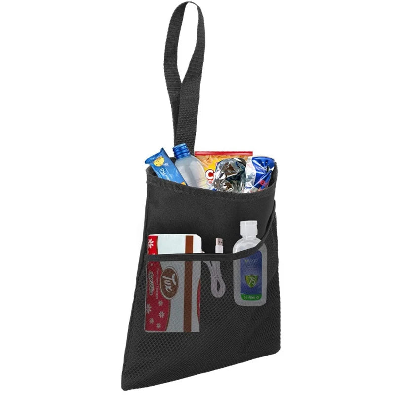 Hanging Car Trash Bag Slim Garbage Can Storage Pocket Adjustable Strap to Hang in The Front or Back Seat Trash Bin for Car