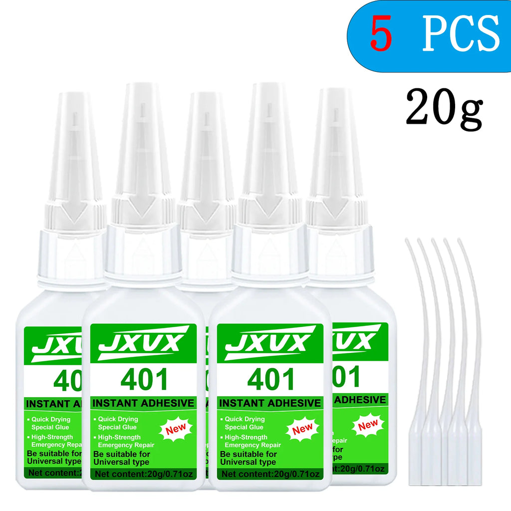 Extra-Strong Super Glue 401/502 for Metal and Plastic, 20 g – 5S Instant-Curing Cyanoacrylate Adhesive for Tool Repair