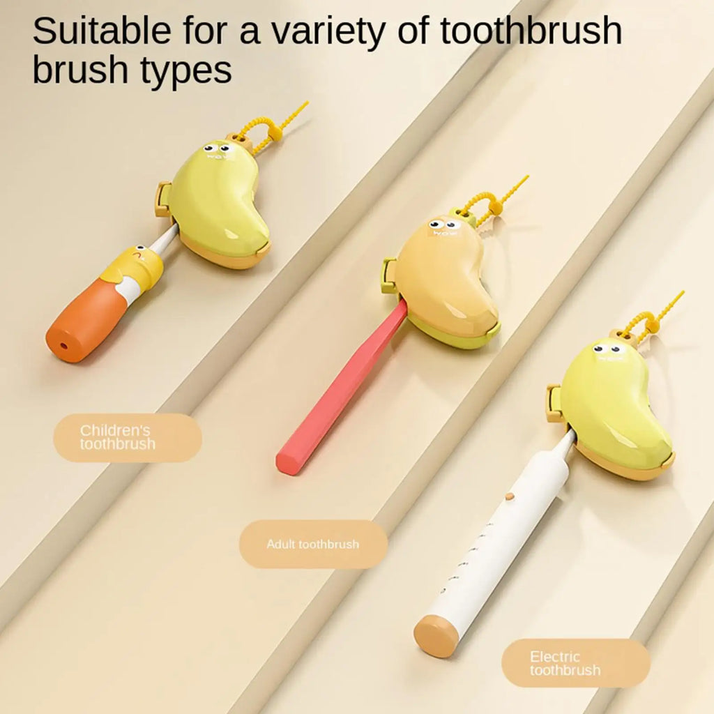 Banana Shaped Silicone Travel Toothbrush Holder Built-in Toothpaste Dispenser Portable Dustproof Toothbrush Storage Case