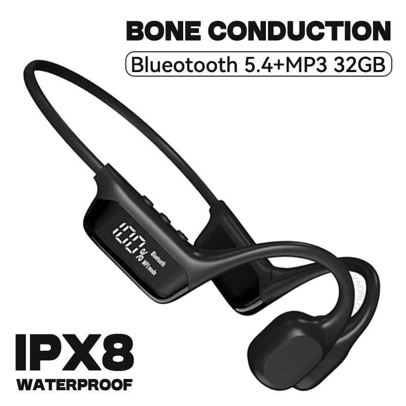 Upgrades Bluetooth 5.4 Bone Conduction Wireless Headphones 30 Meters Depth IPX8 Waterproof Swimming Headsets 32GB RAM MP3 Player
