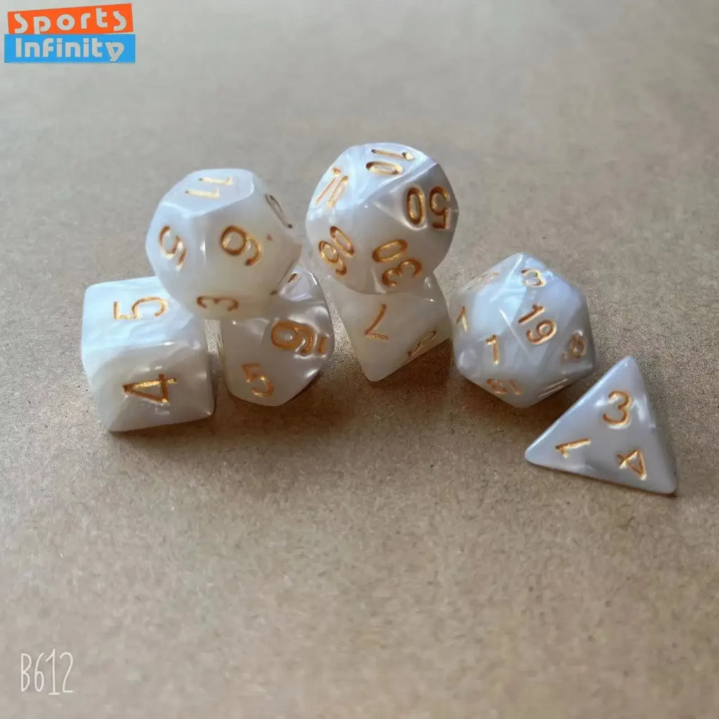 7pcs/set Colorful Pearl Pattern Polyhedral Dice Number Dice Kit for DND PRTG RPG Running Team Table Board Game Dnd Dice Set