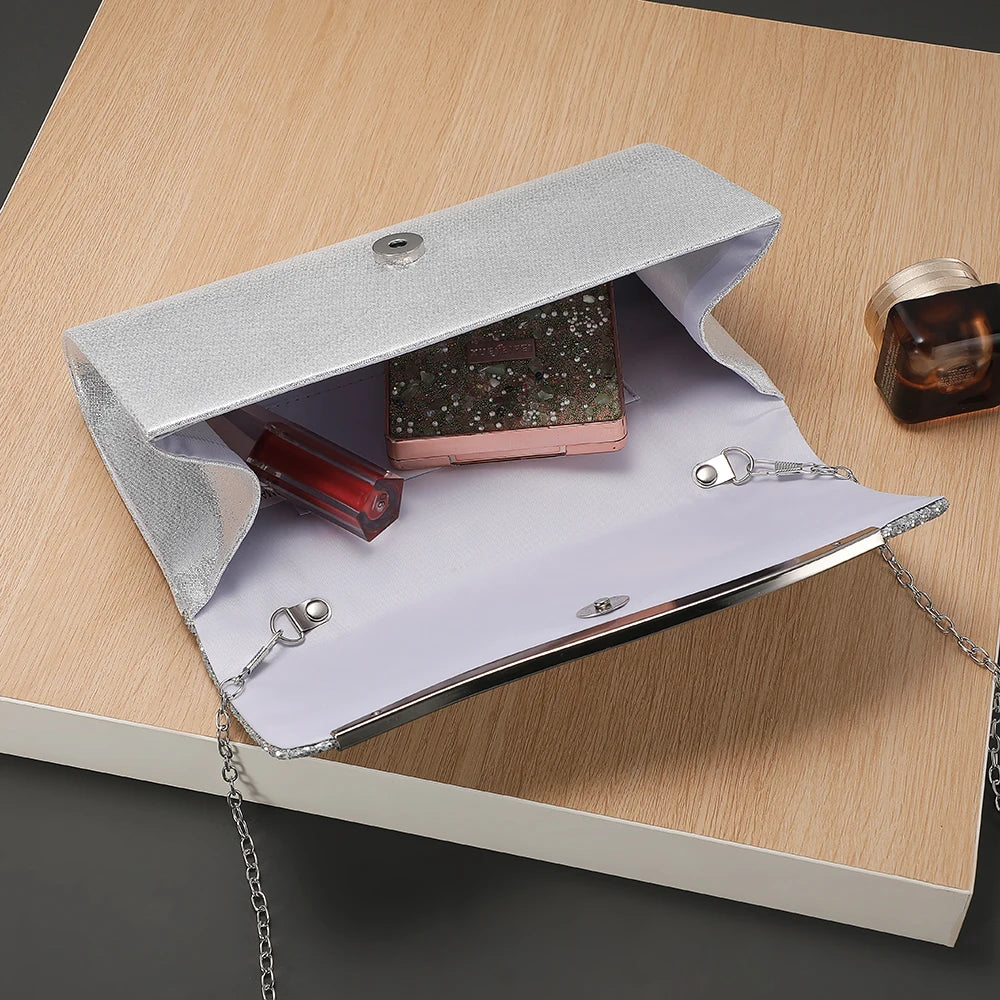 New Metallic Evening Bag - Luxurious Crossbody Small Square Bag - Elegant Handbag for the Bride at the Wedding Party