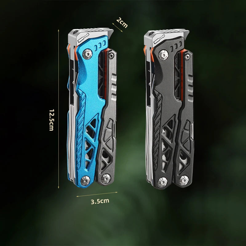 Outdoor Multifunctional Folding Pliers Portable Multi-purpose Sharp-nosed  Vise Pliers Nail Hammer Knife Pliers Emergency Tools