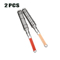 Camping Grill Grate Foldable BBQ Grill Basket Duty Non Stick Mesh Tray Wooden Handle Accessories for Sausage Fish Vegetables BBQ