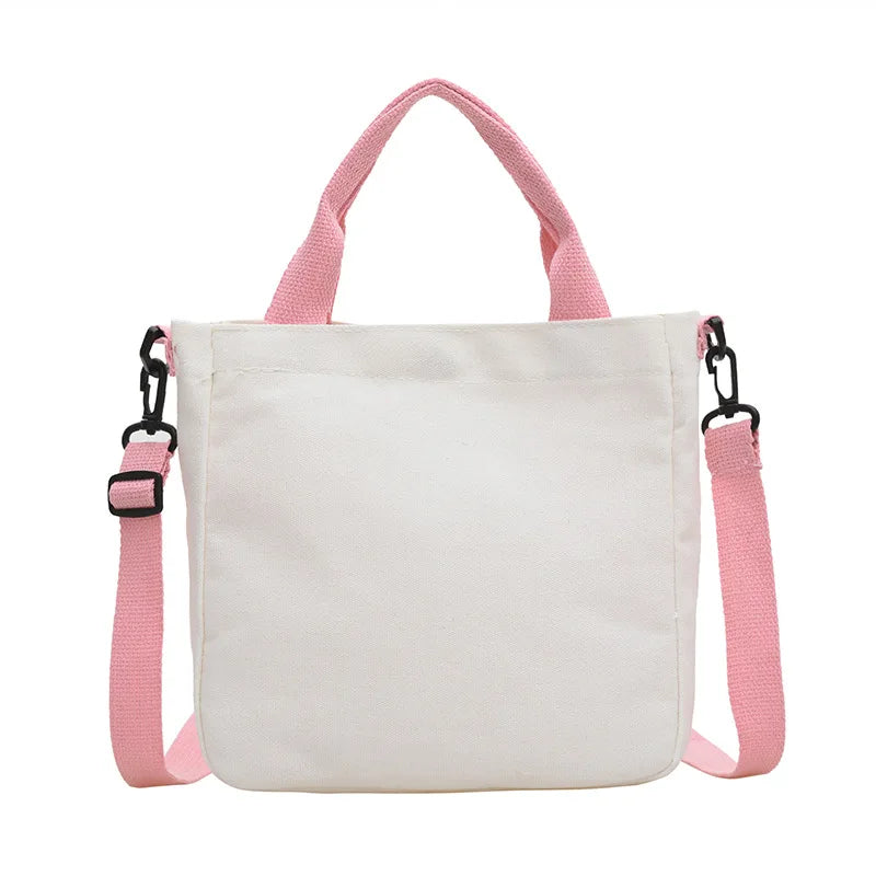 Custom Printed Solid Color Canvas Crossbody Shoulder Bag for Women Foldable and Reusable Multifunctional Shopping Handbag Purses