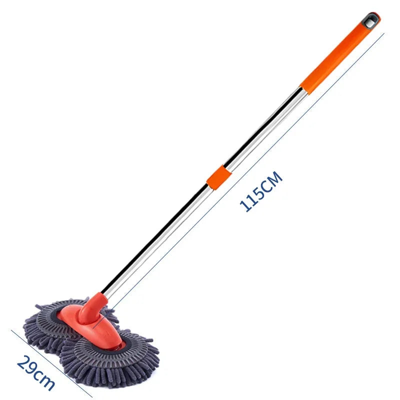 Car Washer Mop Foam Wash Chenille Brush Double Brush Head Roof Window Cleaning Maintenance Three-Section Telescopic Mop