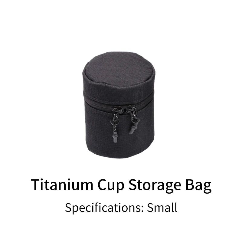 Titanium Cup Storage Bag, Available in Large and Small Sizes, Durable, for Outdoor Camping and Hiking, Black Storage Bag for Cup
