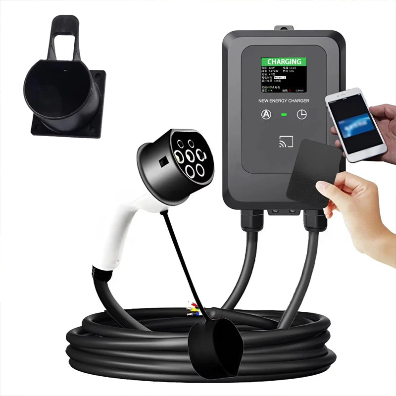 NEW EV Wallbox 5M 7KW 32A Charging Station Car Home EV Wallbox Electric Car EV Wallbox With 5M Cable Charge by card/Charge now