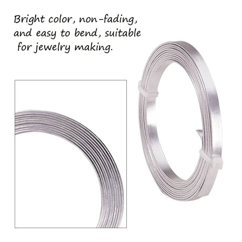 5Roll Aluminum Wire Bendable Metal Craft Wire Flat Craft Wire Bezel Strip Wire for Cabochons Jewelry Making Silver 3x1mm